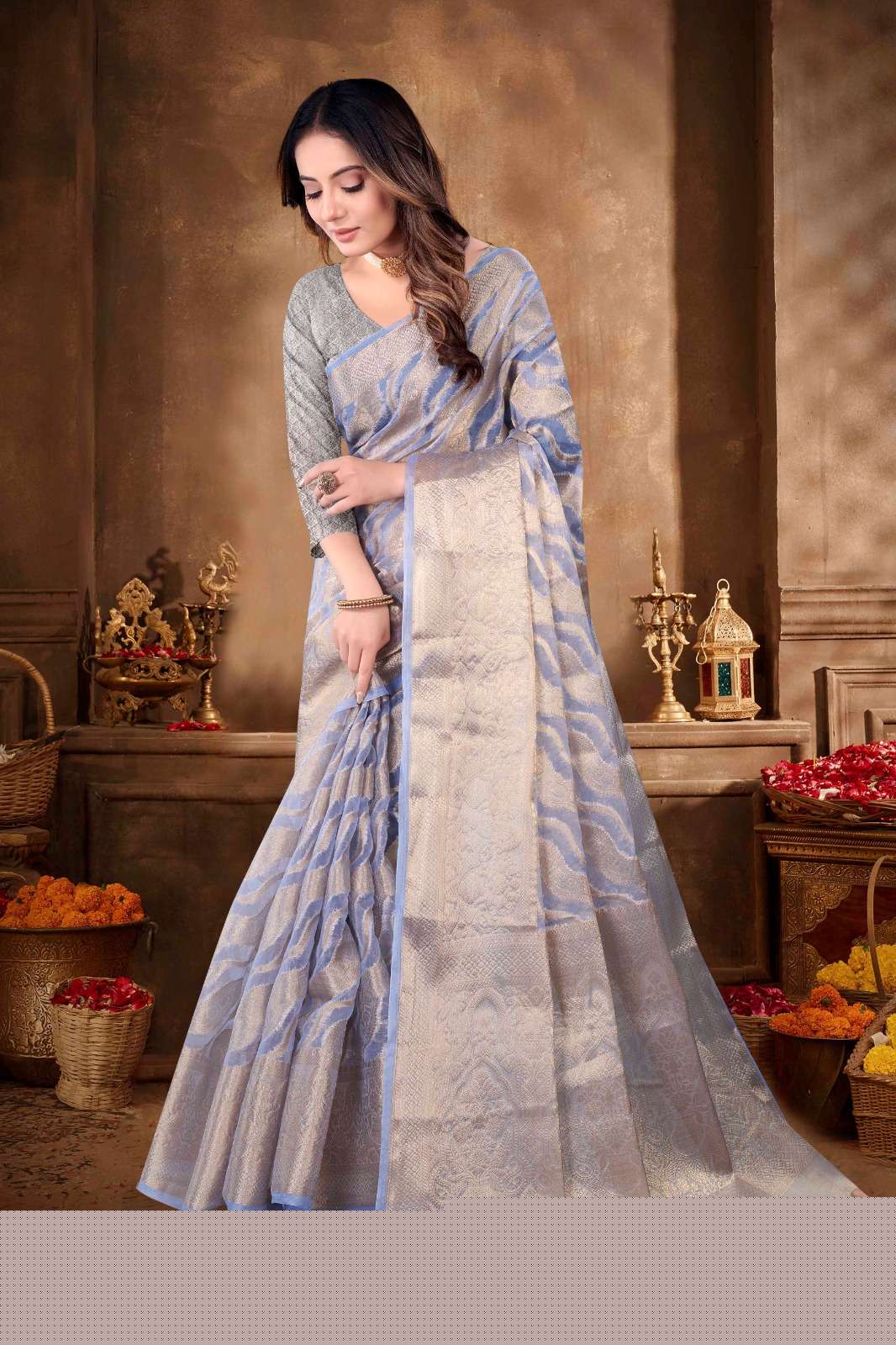 VIKSHUKA BY ASLIWHOLESALE DESIGNER FANCY ORGANZA SILK SAREES