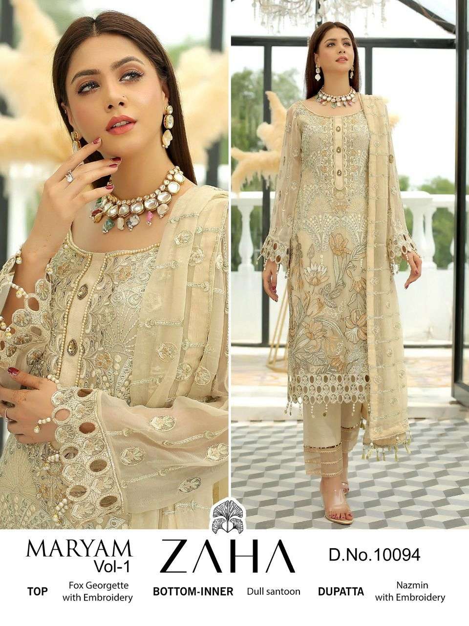 ZAHA 10094 HIT DESIGN  BY ZAHA GEORGETTE EMBROIDERY PAKISTANI DRESS