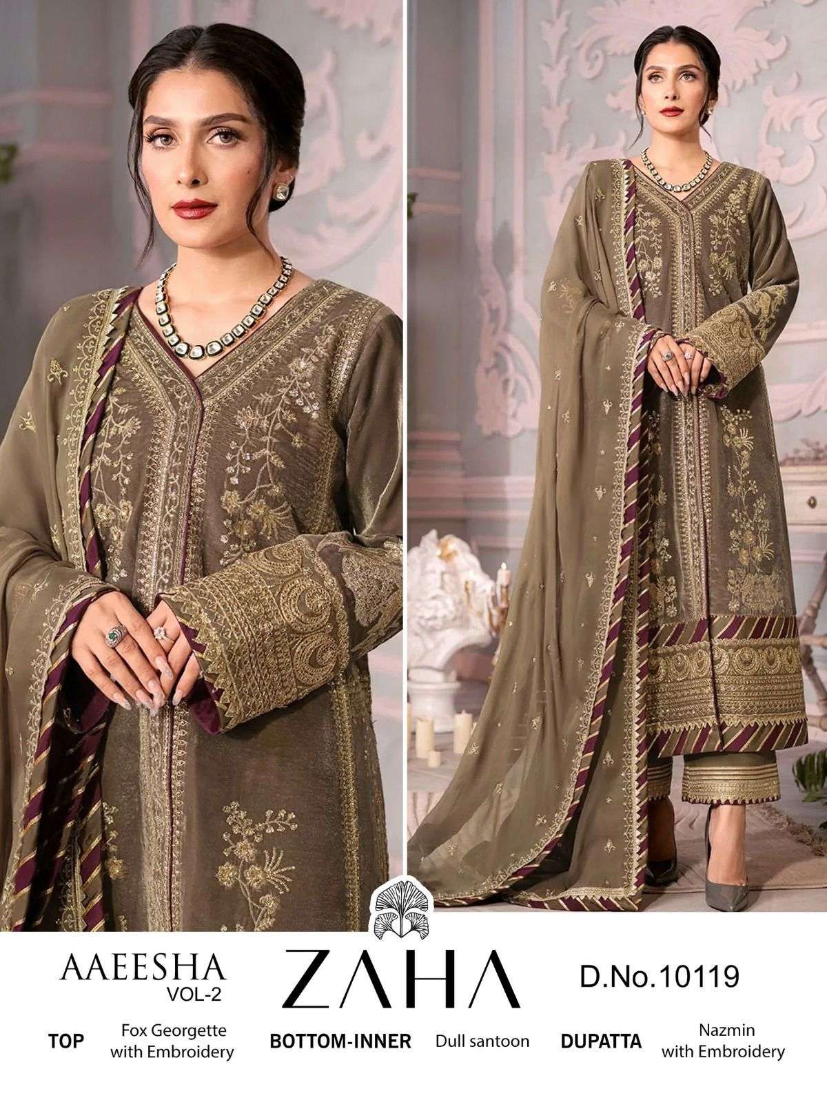 ZAHA 10119 HIT DESIGN  BY ZAHA GEORGETTE EMBROIDERY PAKISTANI DRESS