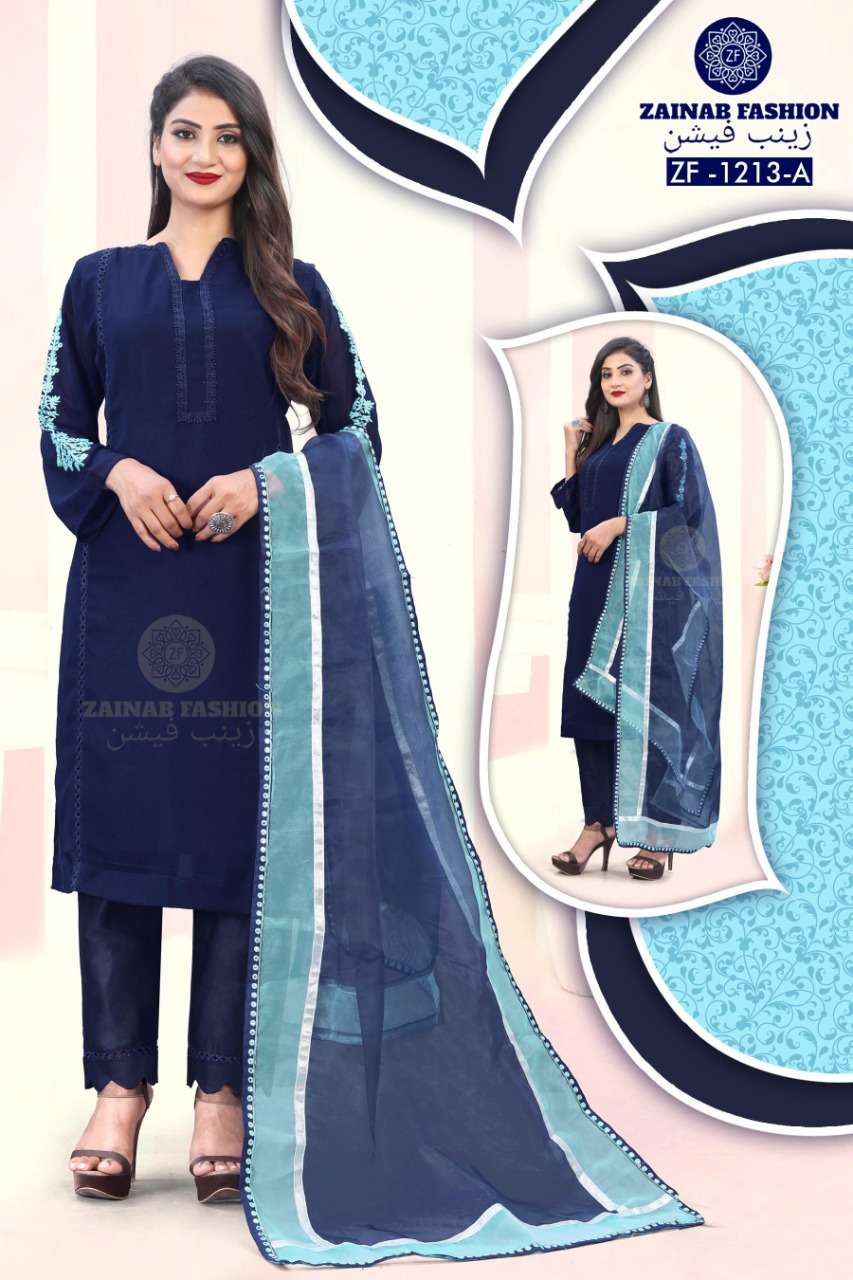 ZF-1213 NX BY ZAINAB FASHION FAUX GEORGETTE STITCHED DRESSES