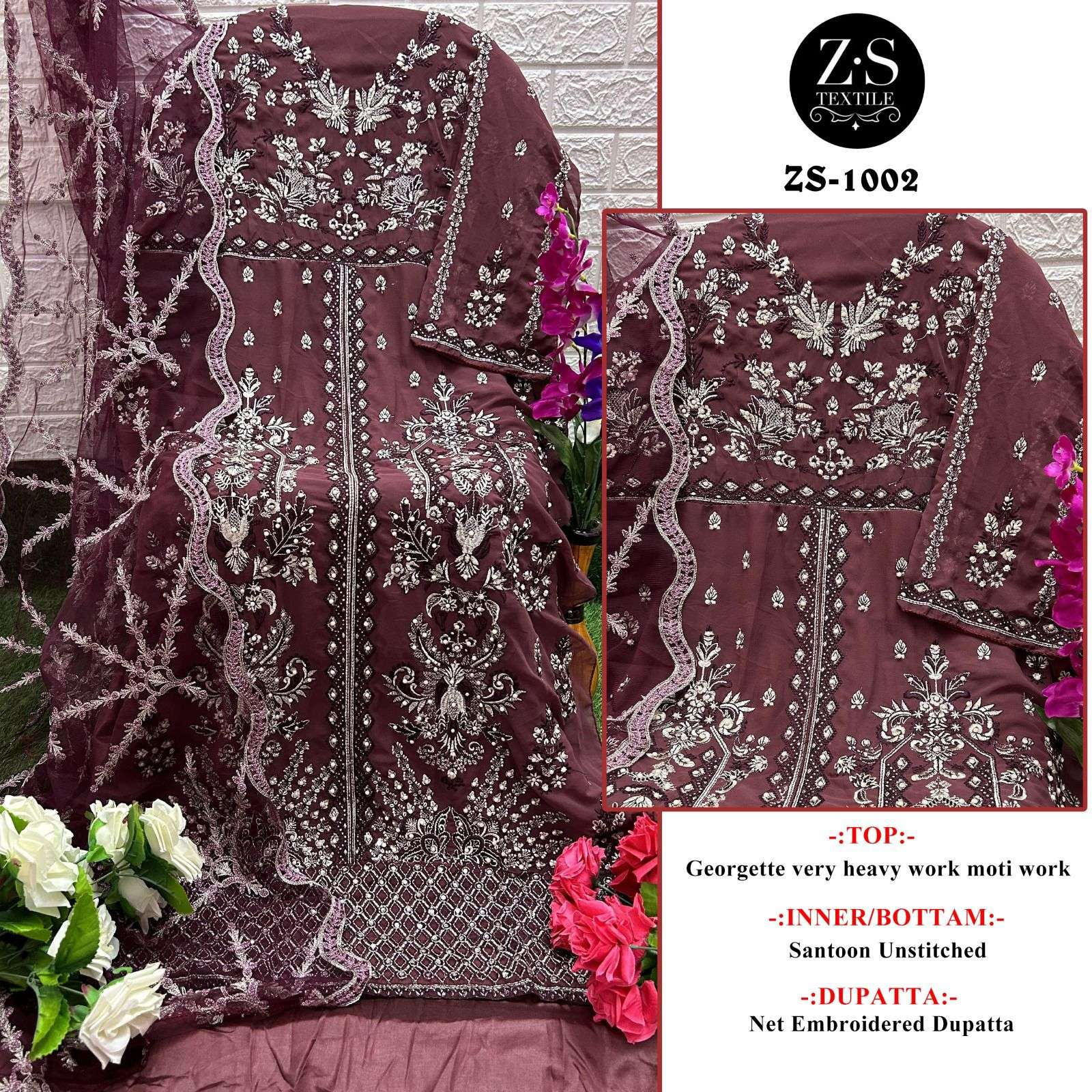 ZS-1002 HIT DESIGN BY ASLIWHOLESALE  FAUX GEORGETTE PAKISTANI DRESS