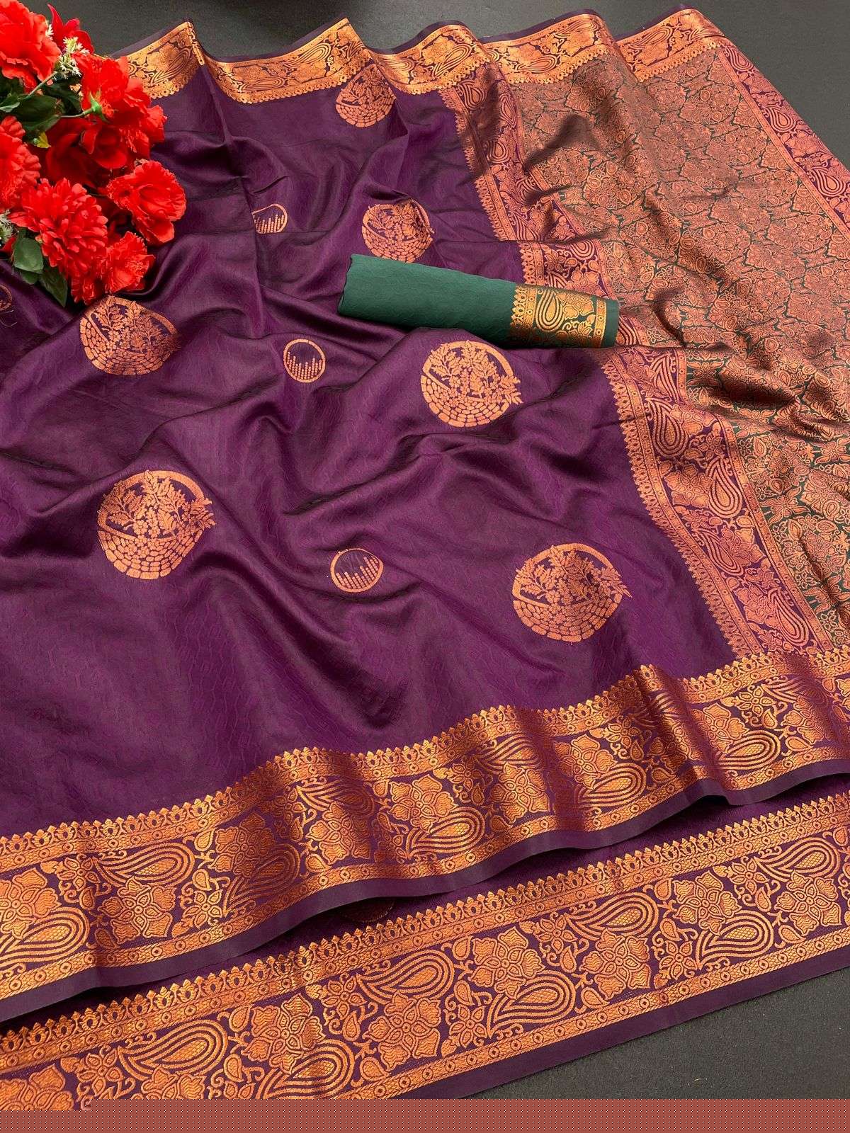 4174 RUBY-1 BY ASLIWHOLESALE DESIGNER SOFT LITCHI SILK SAREES