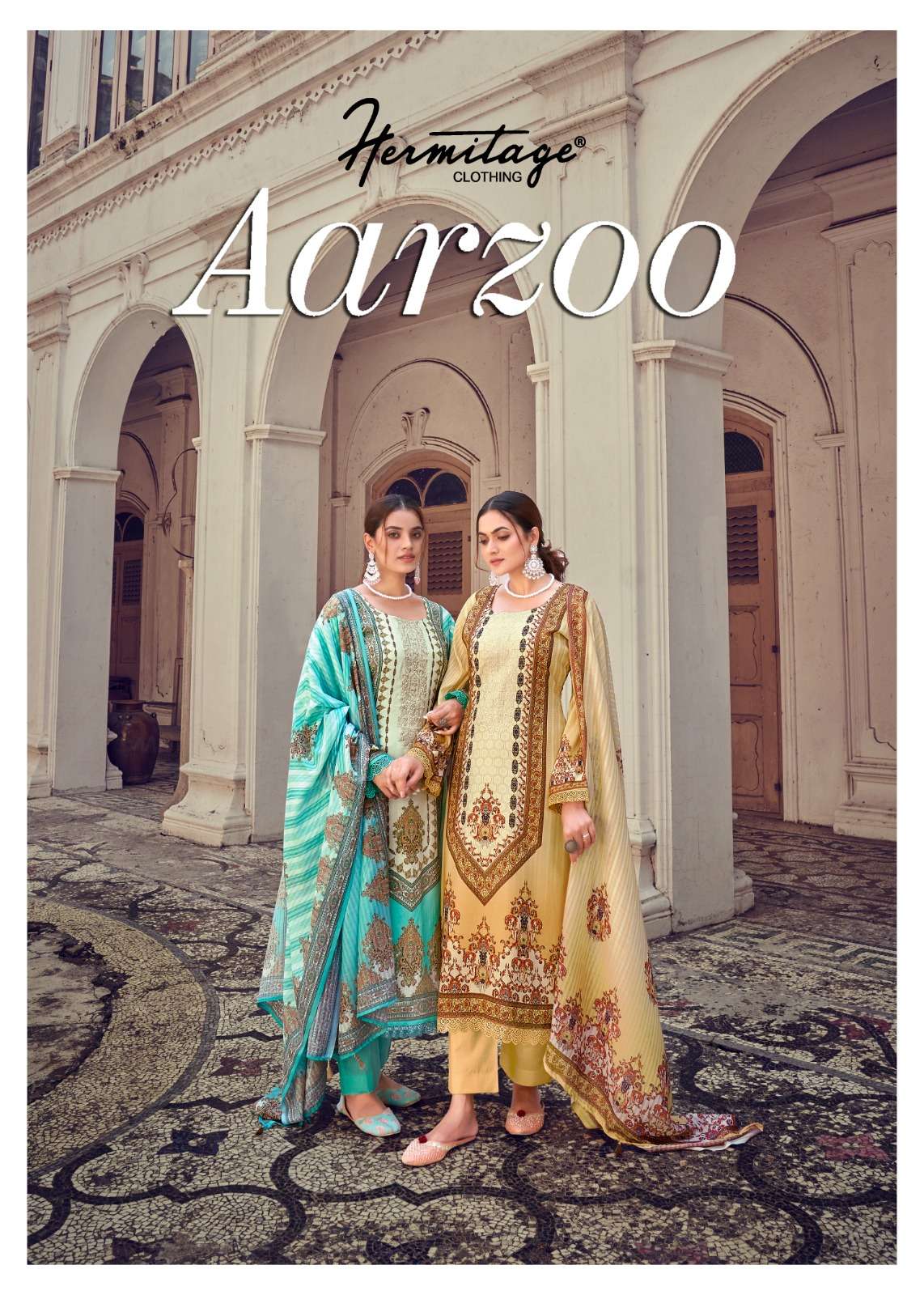 AARZOO BY HERMITAGE CLOTHING 1001 TO 1006 SERIES DESIGNER COTTON EMBROIDERY DRESSES
