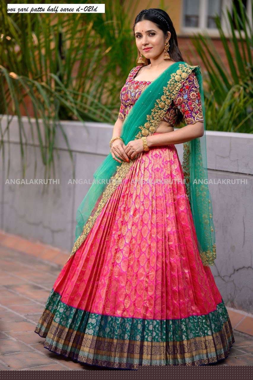 CHITRA HALF SAREE BY ASLIWHOLESALE DESIGNER SOFT SILK COPPER ZARI SAREE