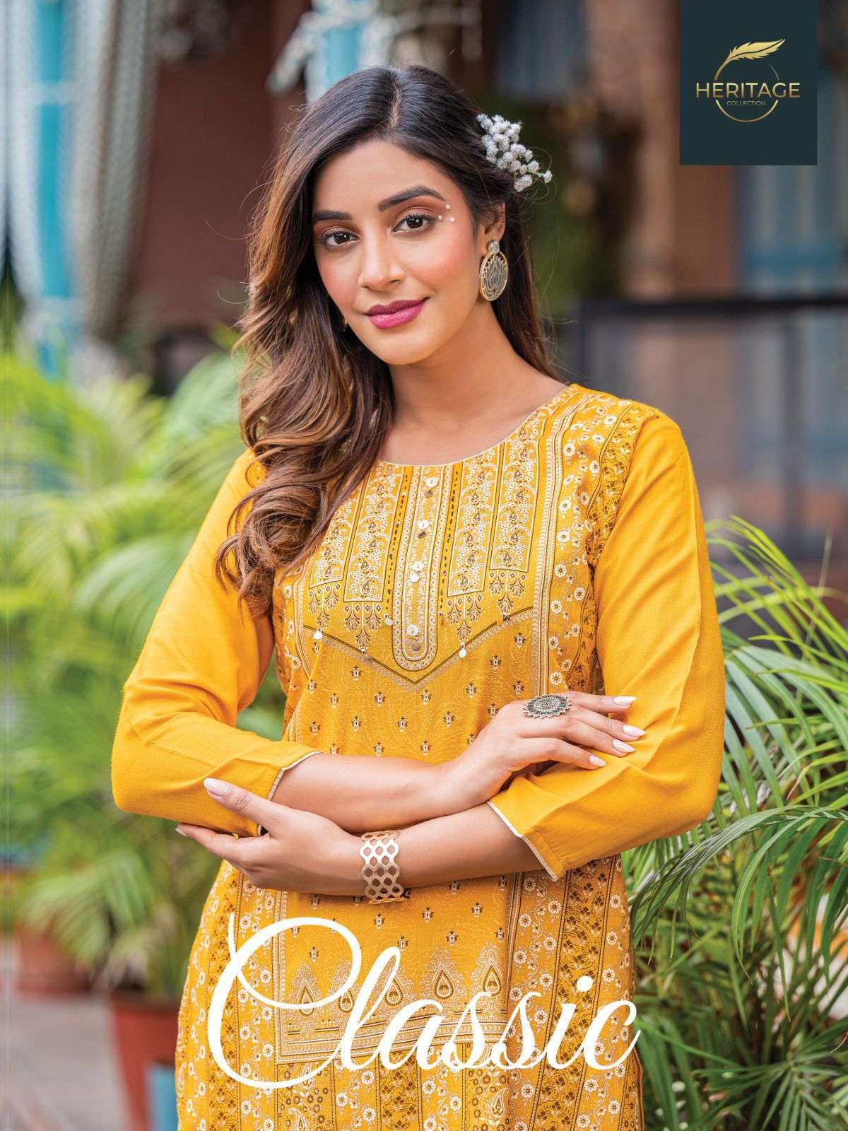 CLASSIC BY HERITAGE 101 TO 108 SERIES RAYON EMBROIDERY KURTIS