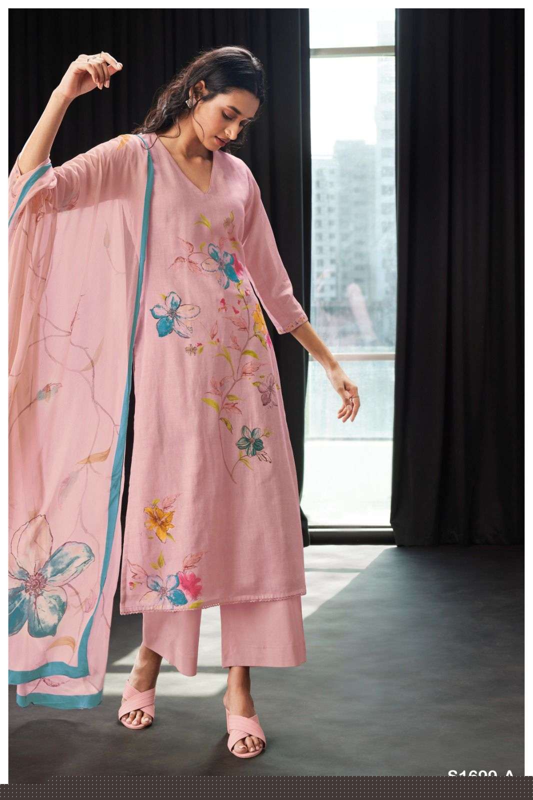 GENELIA BY GANGA FASHIONS 1699-A TO 1699-D SERIES COTTON PRINTED DRESSES