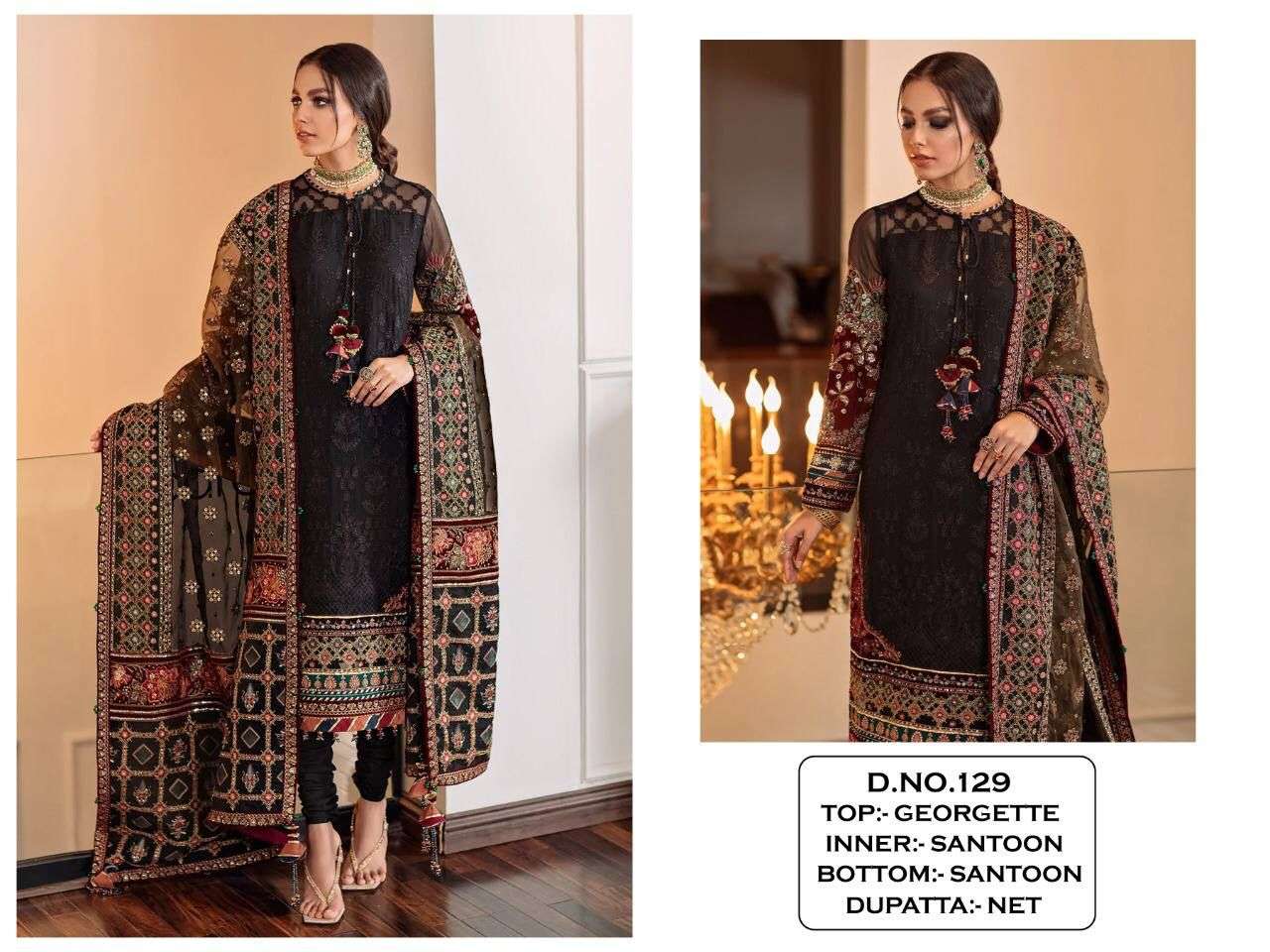 KF-129 COLORS BY ASLIWHOLESALE 129 TO 129-E SERIES DESIGNER GEORGETTE DRESSES