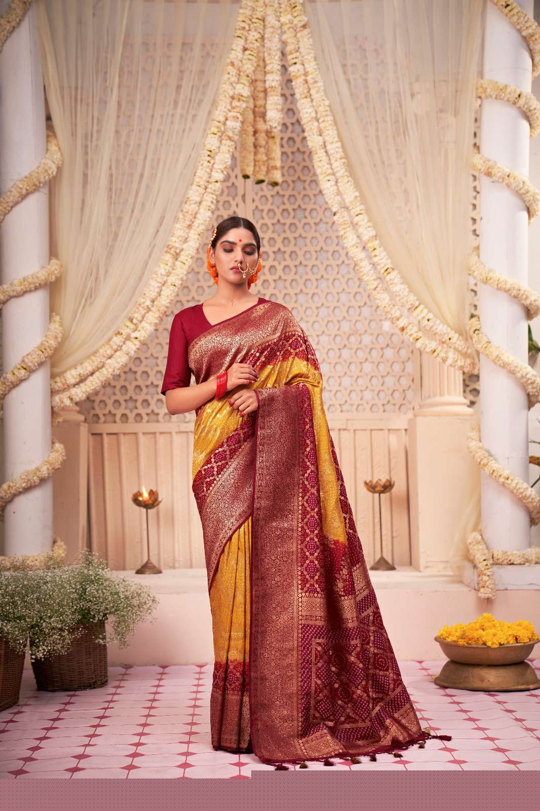 LAHERIYA 568 SERIES BY ASLIWHOLESALE  DESIGNER BANDHANI SILK SAREES