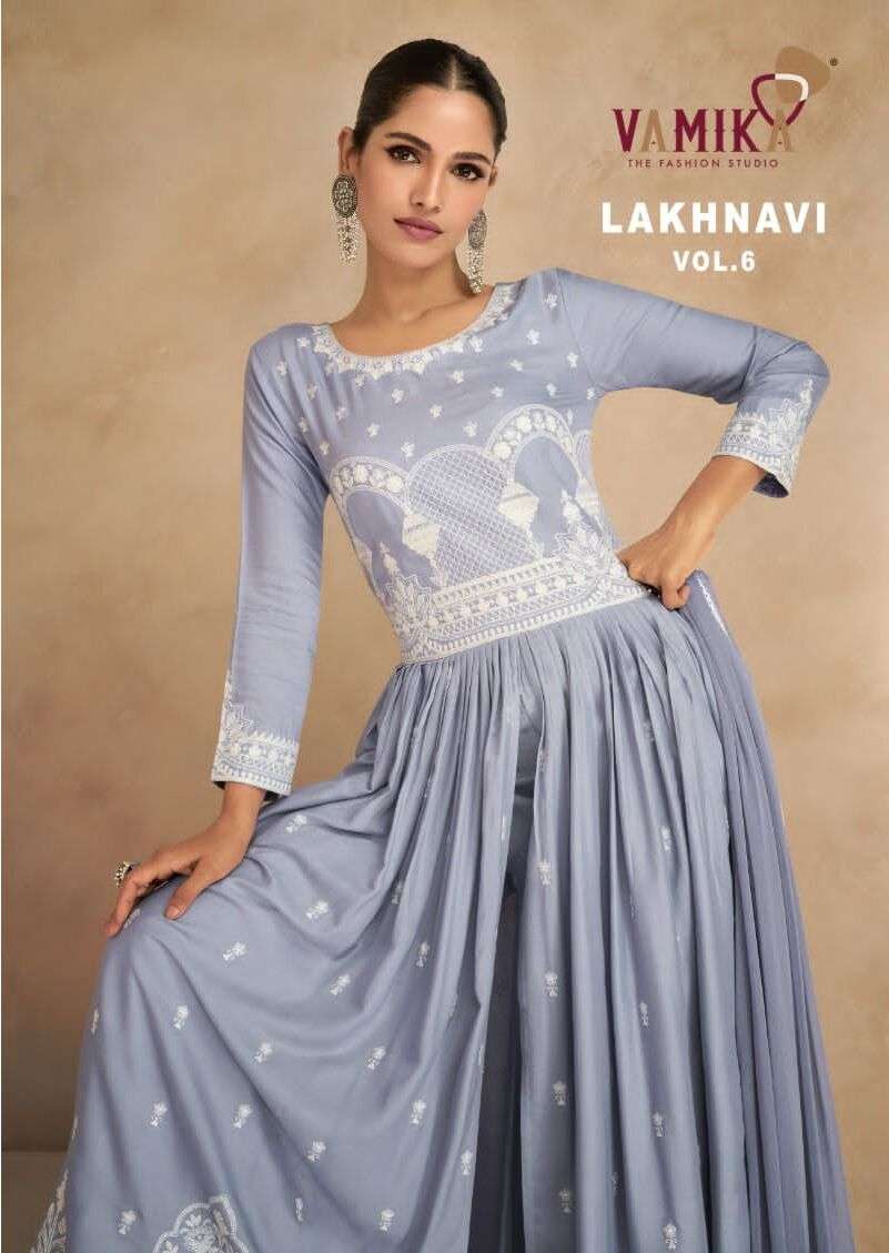 LAKHNAVI VOL-6 BY VAMIKA 1031 TO 1036 SERIES RAYON STITCHED DRESSES