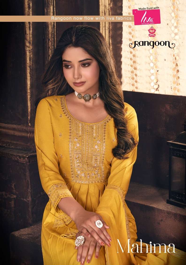 MAHIMA BY RANGOON 4341 TO 4344 SERIES HEAVY RAYON WORK DRESSES