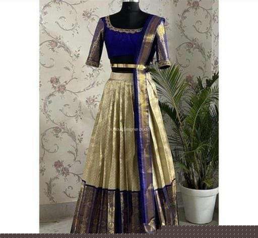 PRASANG HALF SAREE BY ASLIWHOLESALE DESIGNER SOFT SILK COPPER ZARI SAREE