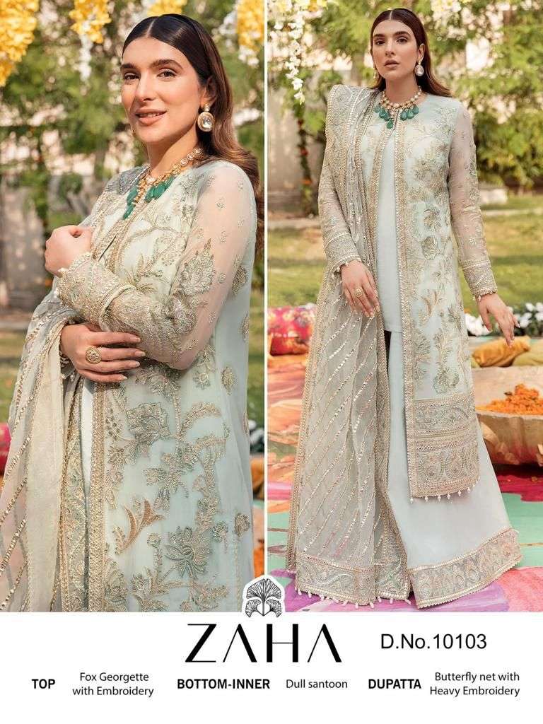 ZAHA 10103 HIT DESIGN  BY ZAHA GEORGETTE EMBROIDERY PAKISTANI DRESS