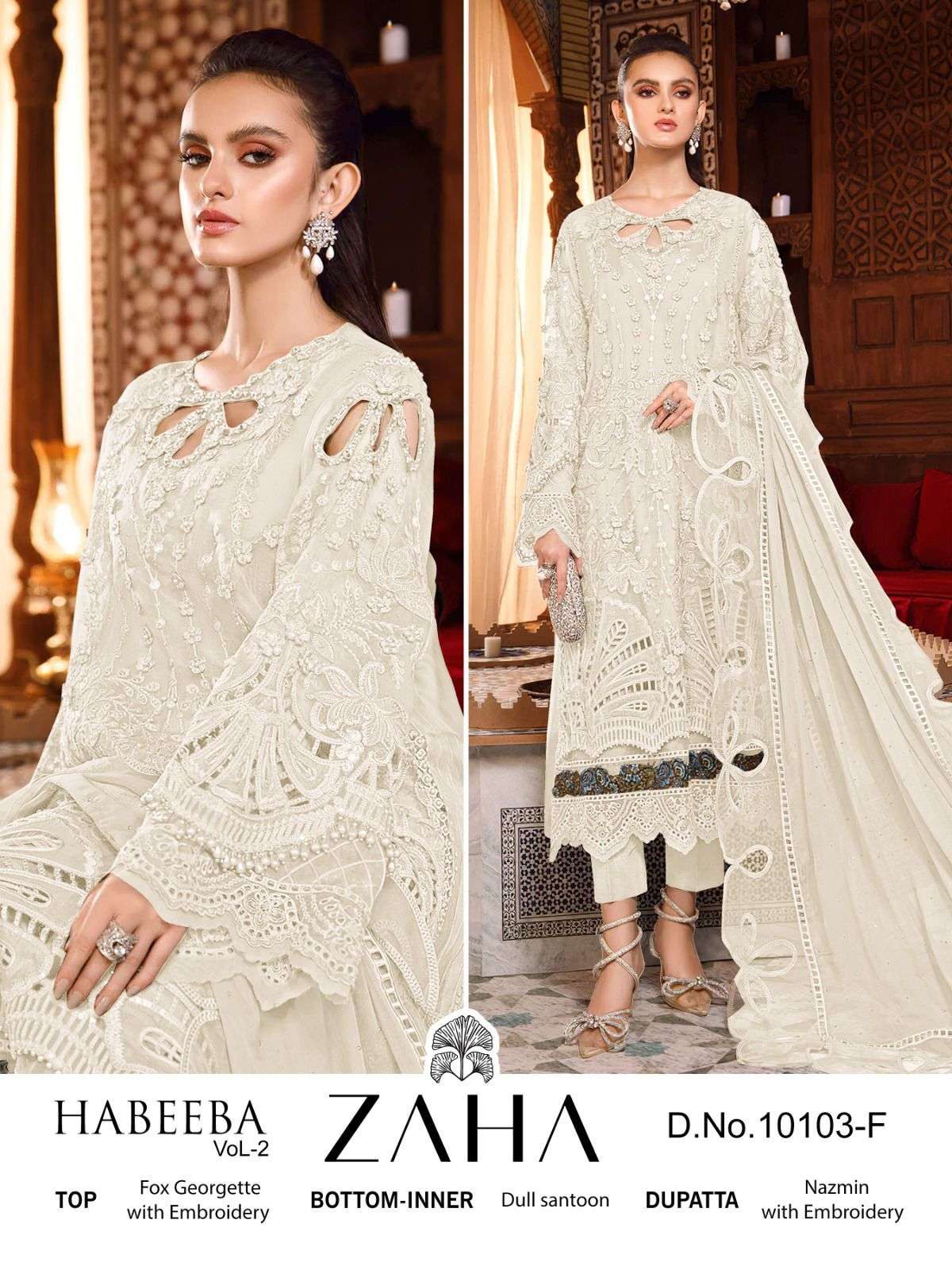 ZAHA 10103 NX BY ZAHA GEORGETTE EMBROIDERY PAKISTANI DRESSES