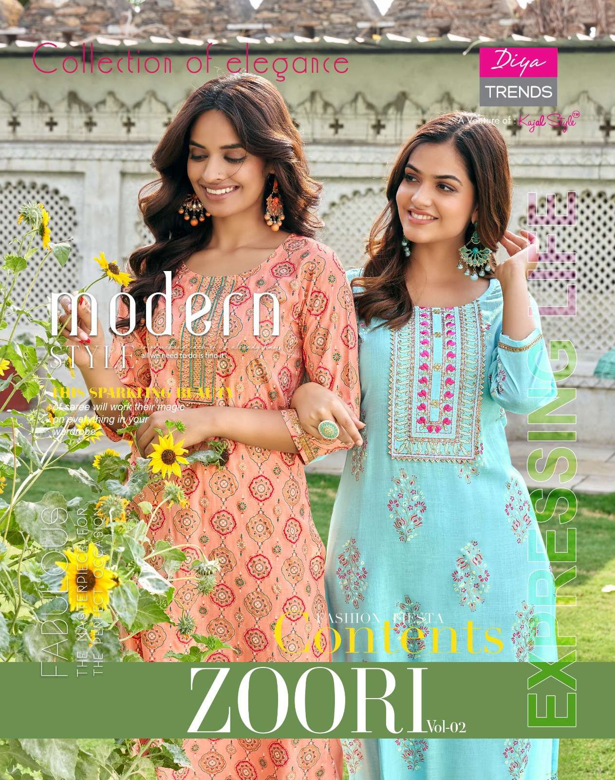 ZOORI VOL-2 BY DIYA TRENDZ 1001 TO 1006 SERIES RAYON EMBROIDERY KURTIS