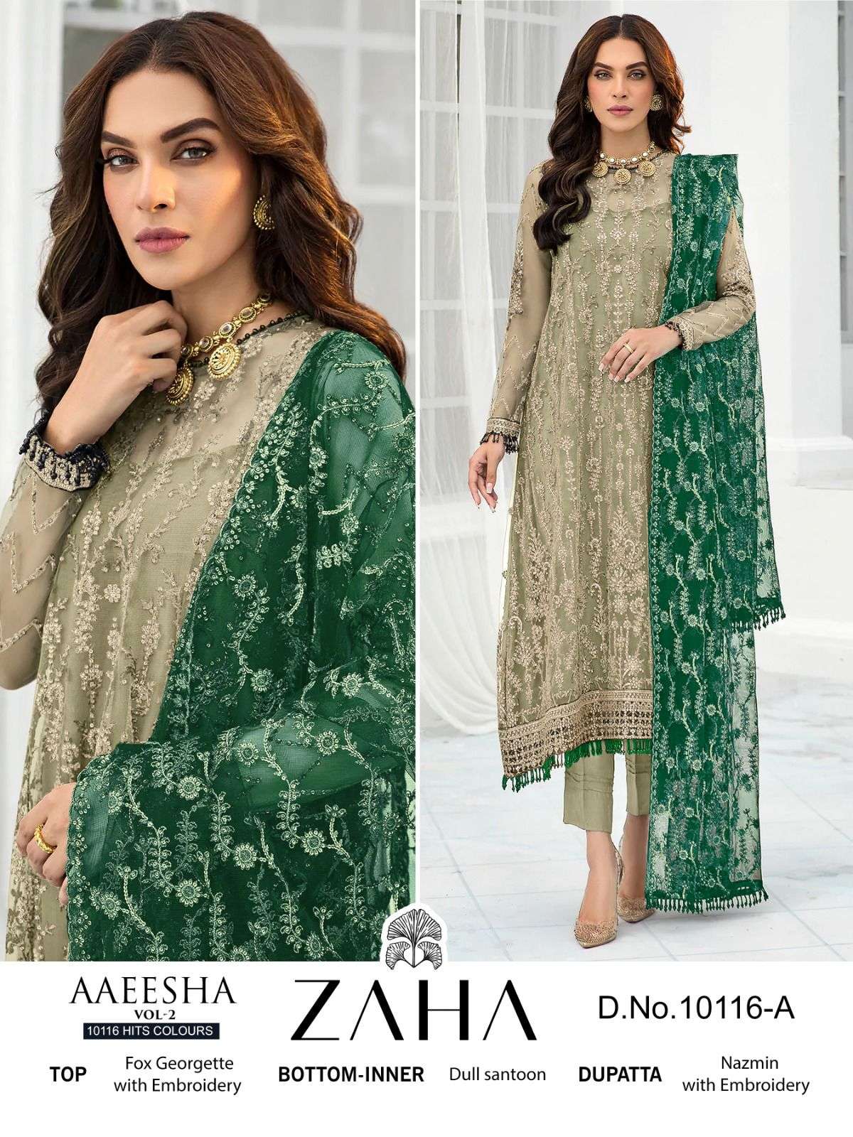 AAEESHA 10116 BY ZAHA 10116-A TO 10116-D SERIES GEORGETTE PAKISTANI DRESSES