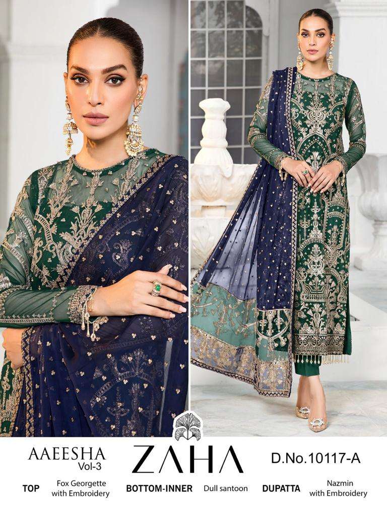 AAEESHA VOL-3 BY ZAHA 10117-A TO 10117-D SERIES GEORGETTE PAKISTANI DRESSES