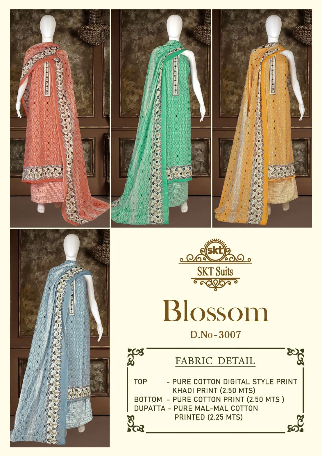 BLOSSOM BY SKT SUITS 3007 TO 3010 SERIES COTTON PRINT DRESSES