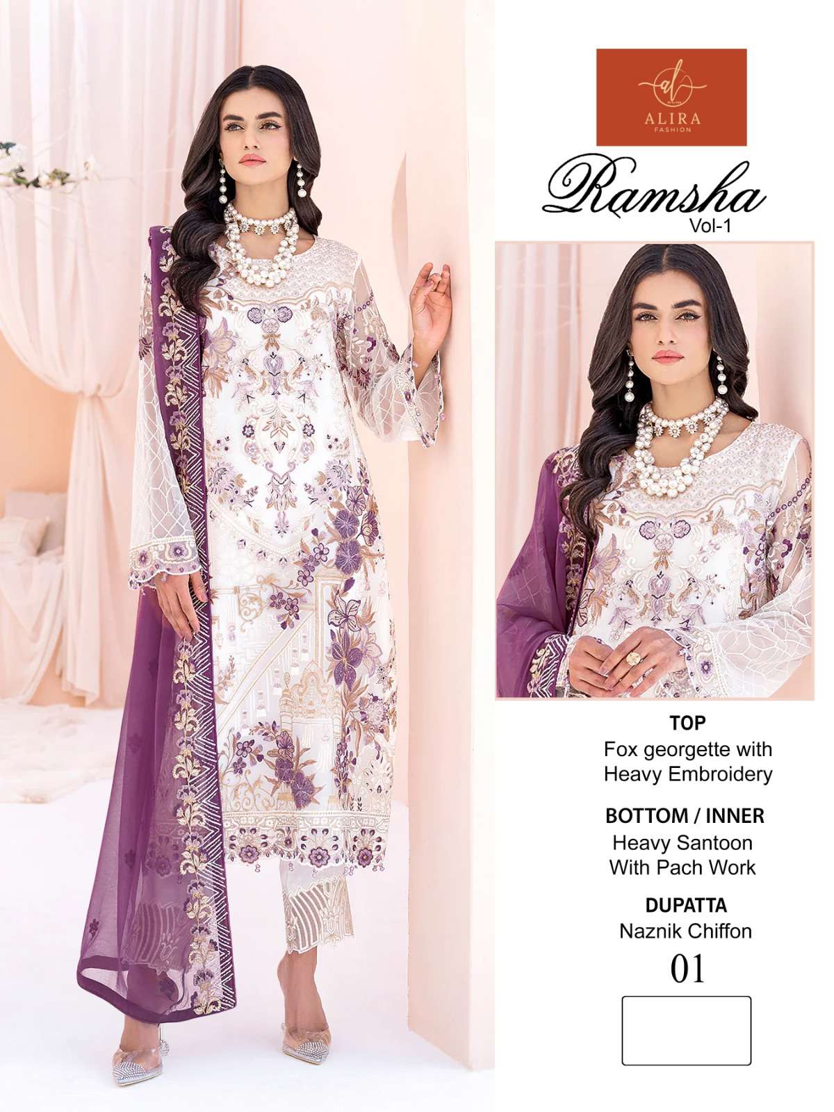 RAMSHA VOL-1 BY ALIRA FASHION 01 TO 03 SERIES GEORGETTE PAKISTANI DRESSES