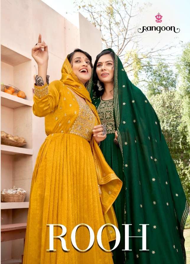 ROOH BY RANGOON 4161 TO 4164 SERIES HEAVY VICHITRA SILK WORK DRESSES