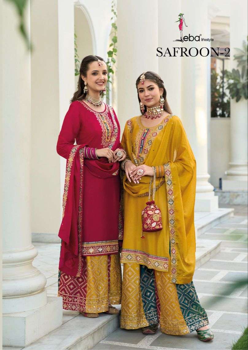 SAFROON VOL-2 BY EBA LIFESTYLE 1581 TO 1583 SERIES DESIGNER CHINON  DRESSES