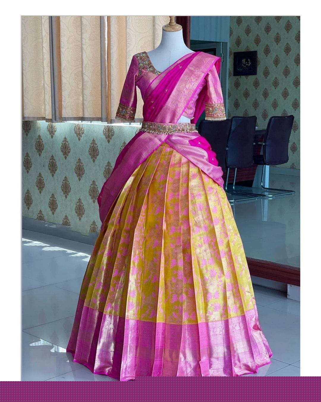 SUNAINA HALF SAREE BY ASLIWHOLESALE DESIGNER SOFT COPPER ZARI SAREE