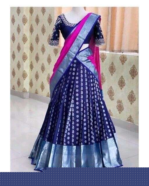 SURBHI HALF SAREE BY ASLIWHOLESALE DESIGNER SOFT COPPER ZARI SAREE