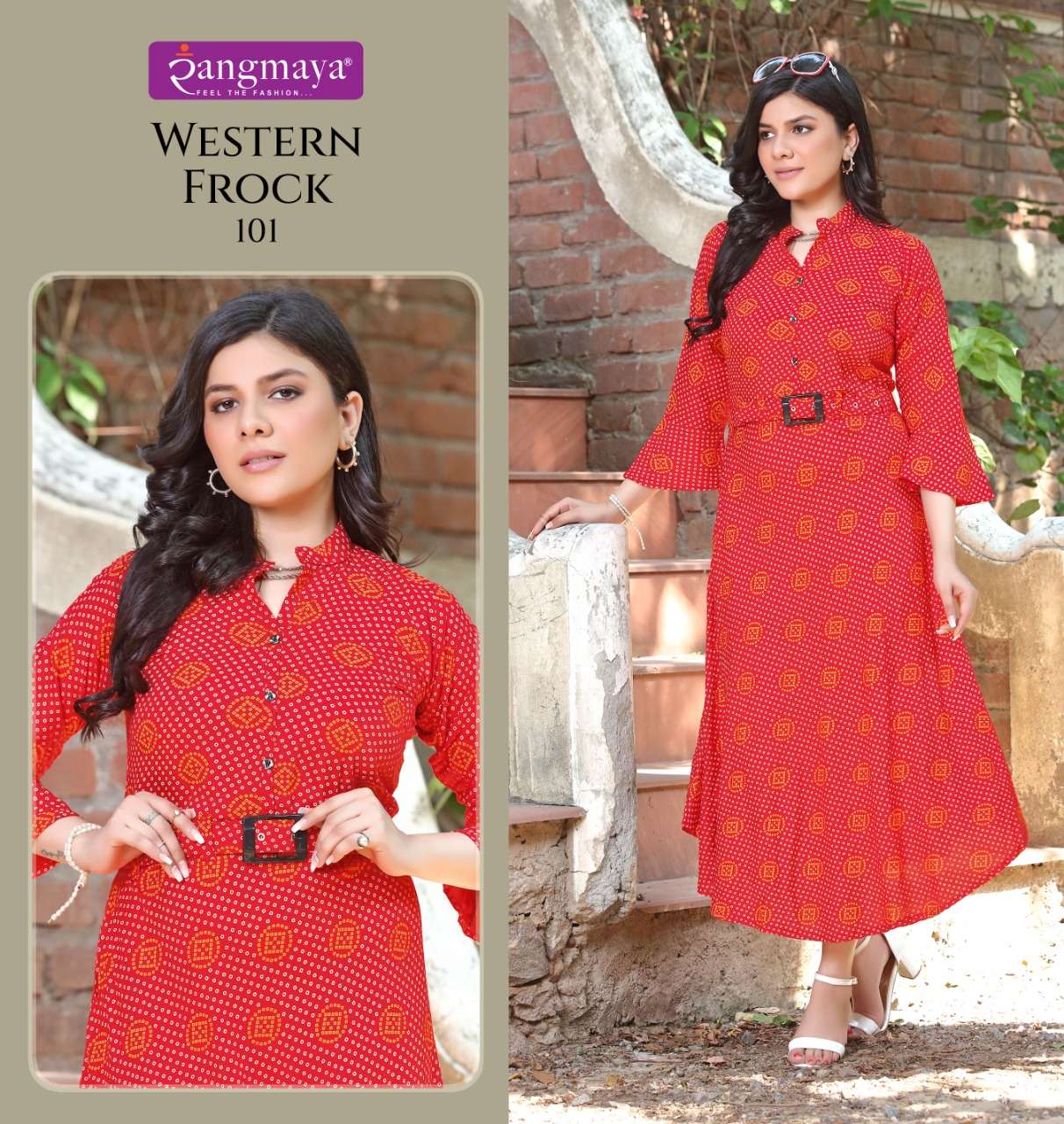 WESTERN FROCK BY RANGMAYA 101 TO 108 SERIES FANCY CHIFFON KURTIS