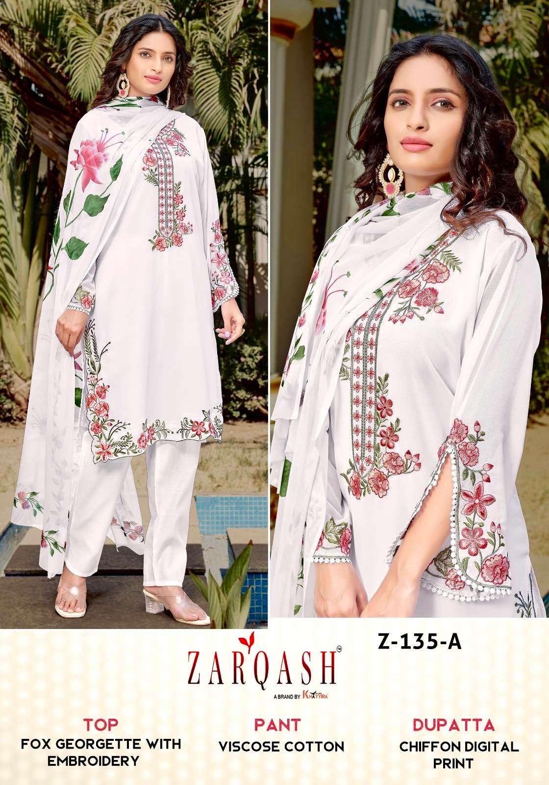 Z-135 COLOURS BY ZARQASH Z-135-A TO Z-135-E SERIES FAUX GEORGETTE  DRESSES