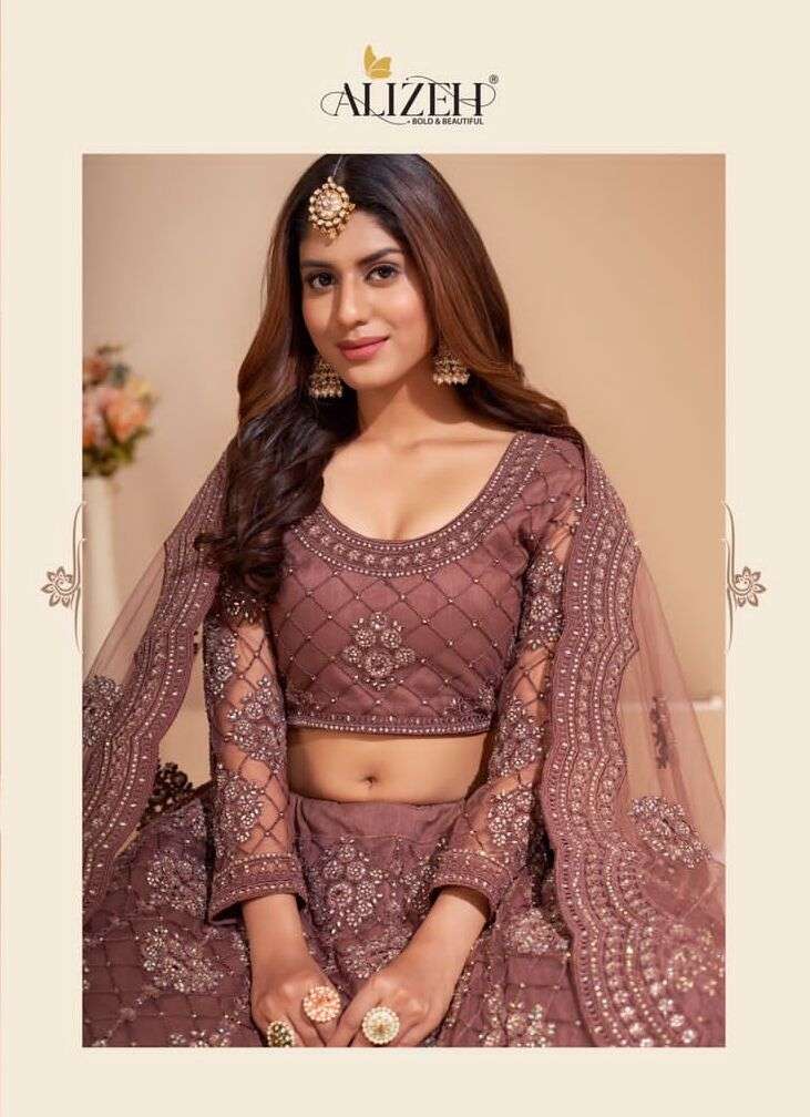 BRIDAL HERITAGE COLOUR SPLASH 1004 -I BY ALIZEH DESIGNER NET LEHENGAS
