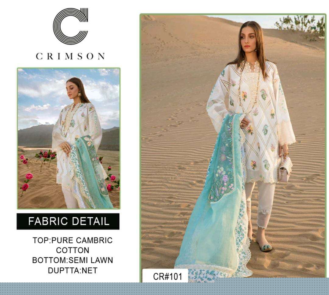 CRIMSON CR-101 BY ASLIWHOLESALE HEAVY CAMBRIC COTTON EMBROIDERY DRESSES