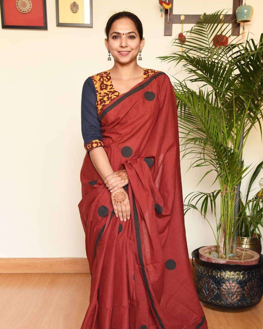 DF-98 POLKA RETURNS BY ASLIWHOLESALE DESIGNER COTTON PTINT SAREEES