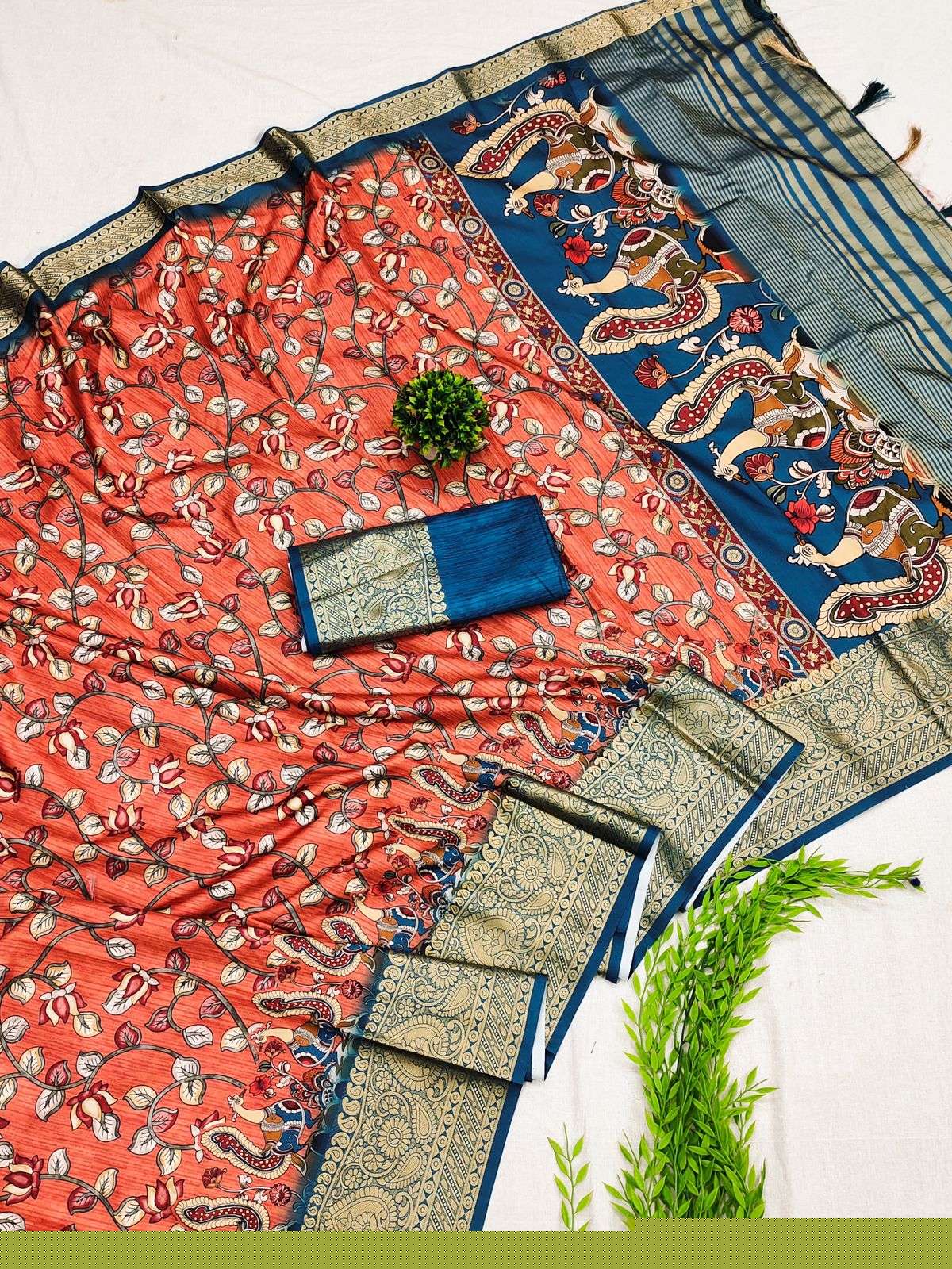 KALAMKARI SILK BY ASLIWHOLESALE FANCY ZARI SILK DESIGNER SAREES