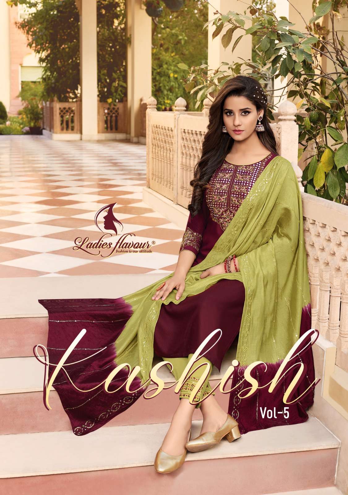 KASHISH VOL-5 BY LADIES FLAVOUR 5001 TO 5006 SERIES 14 KG RAYON KURTIS