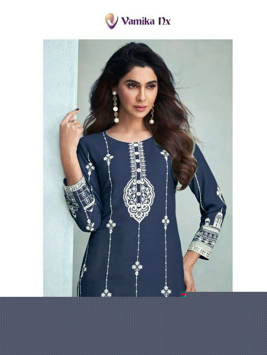 ROOH VOL-6 DARK COLOR BY VAMIKA NX 11355-A TO 1135-E SERIES RAYON VISCOSE KURTIS