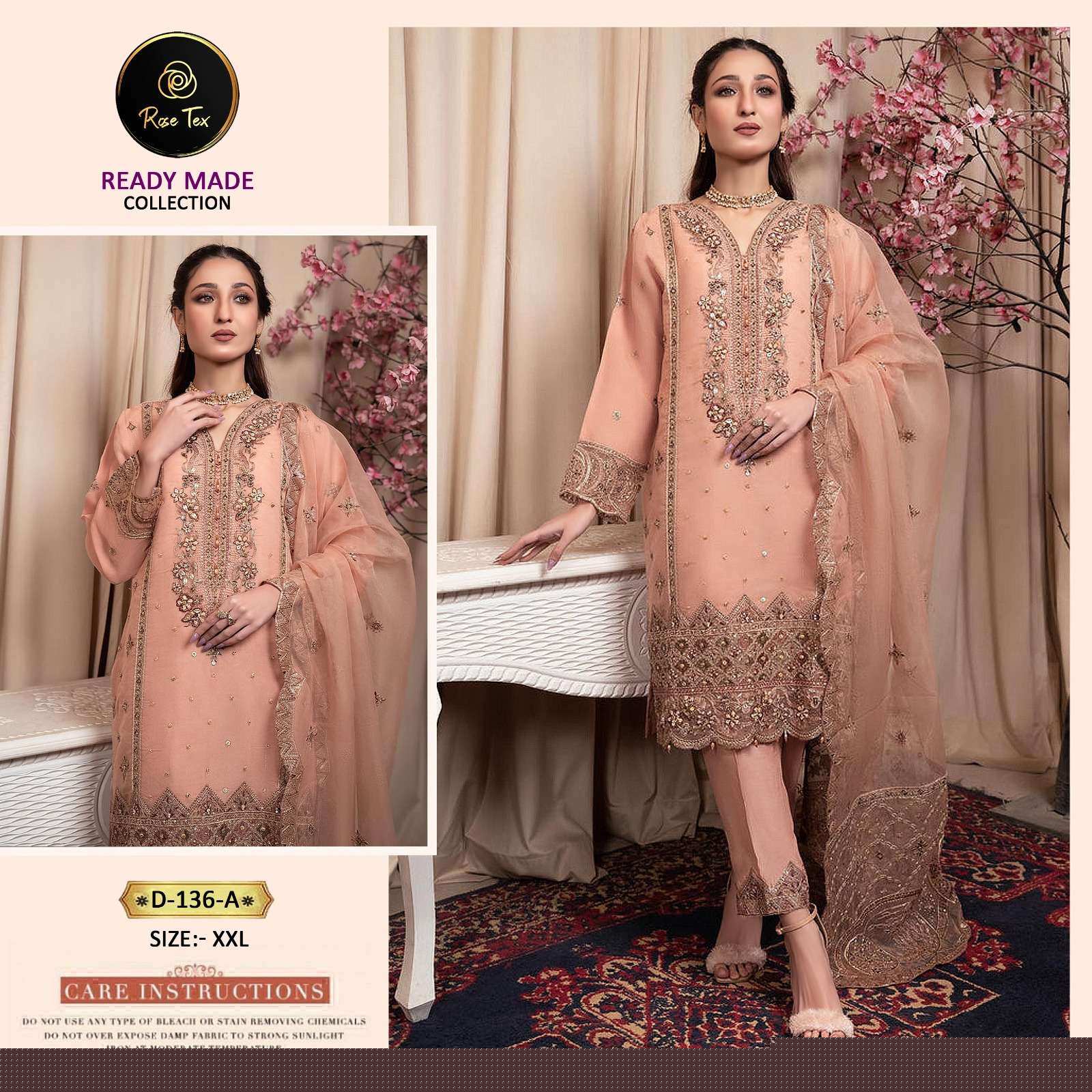 ROSE TEX 136 BY ASLIWHOLESALE DESIGNER ORGANZA PAKISTANI DRESSES