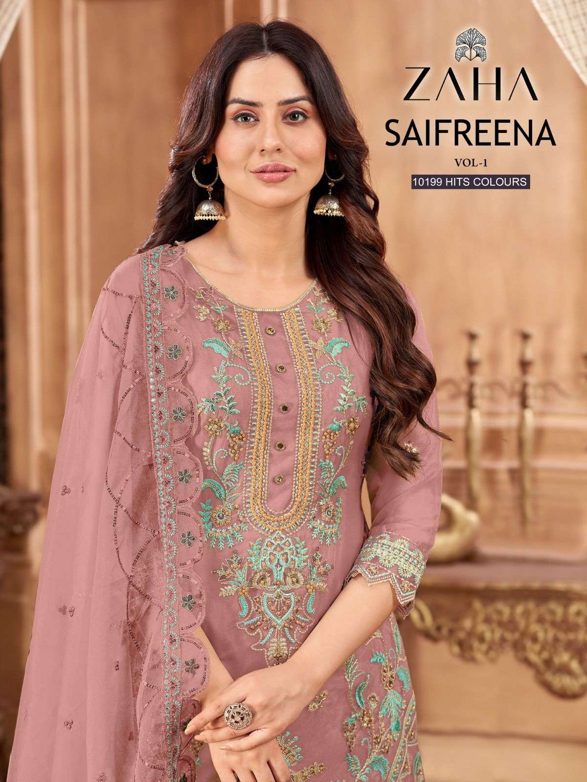 SAIFREENA 10199 BY ZAHA 10199-A TO 10199-D SERIES ORANGZA PAKISTANI DRESSES