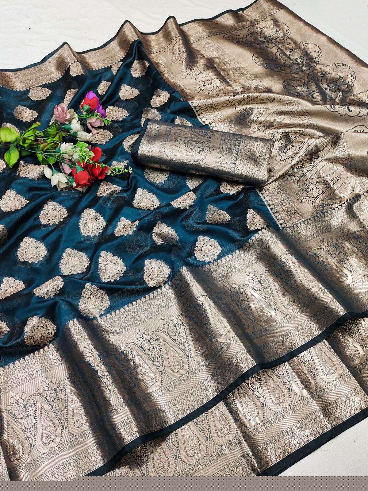 SAMANTHA SILK BY ASLIWHOLESALE DESIGNER ZARI SOFT ORGANZA SILK SAREES