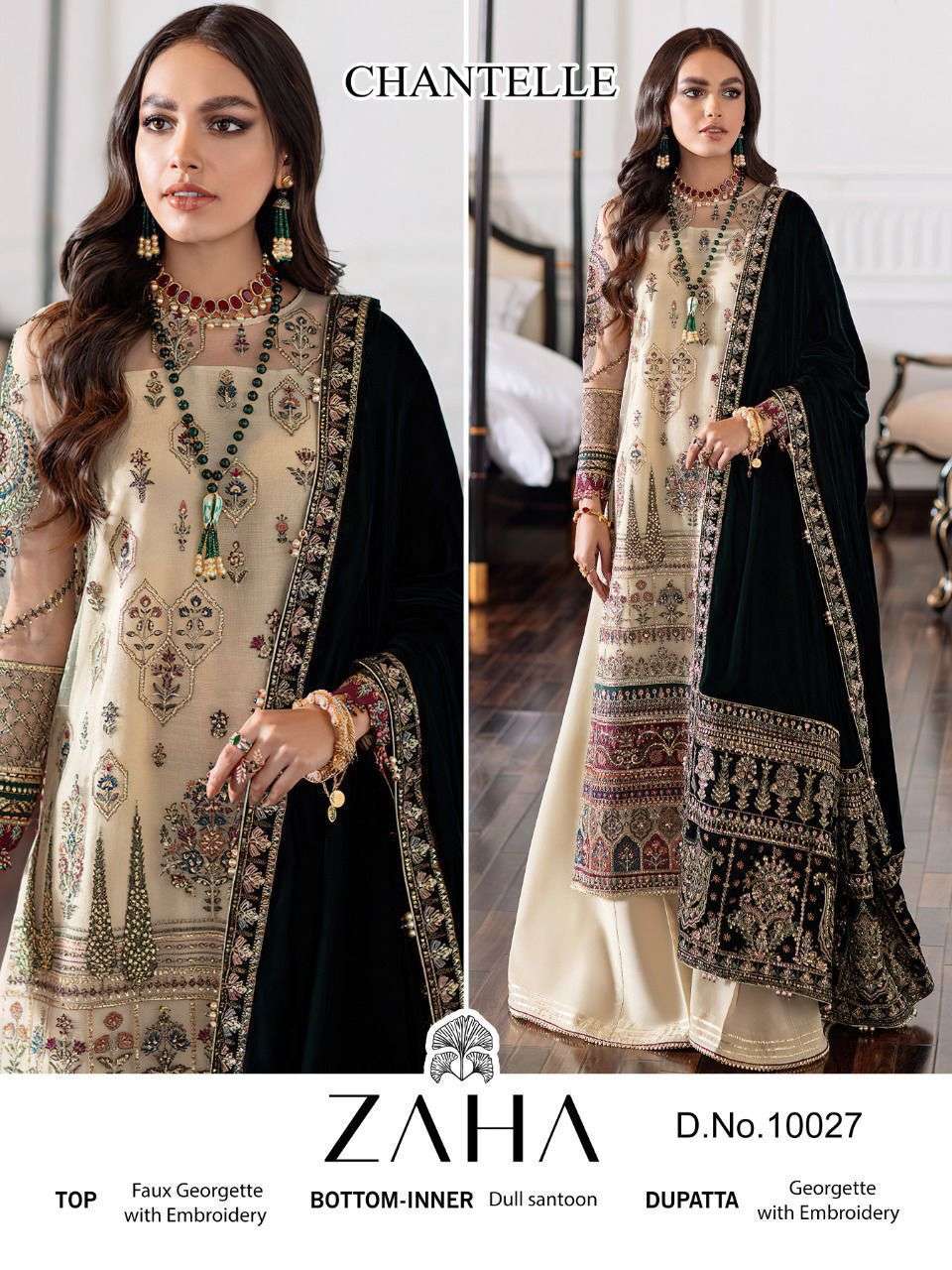 ZAHA 10027 HIT DESIGN  BY ZAHA GEORGETTE EMBROIDERY PAKISTANI DRESS