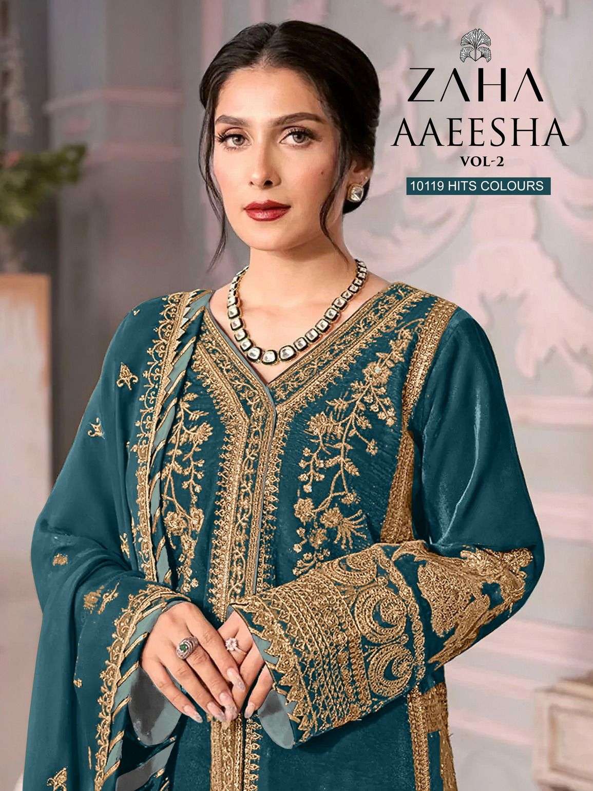 AAEESHA 10119 BY ZAHA 10119-E TO 10119-G SERIES GEORGETTE PAKISTANI DRESSES