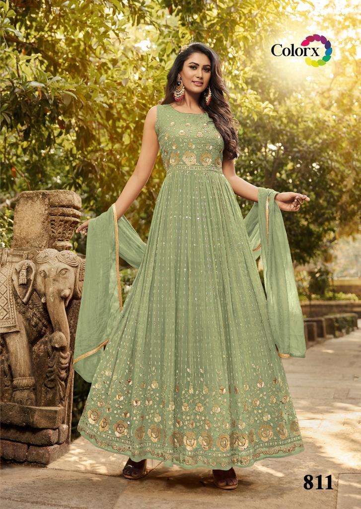 COLORX KAYA VOL-5 BY ASLIWHOLESALE FANCY GIRLIS GEORGETTE WORK GOWNS
