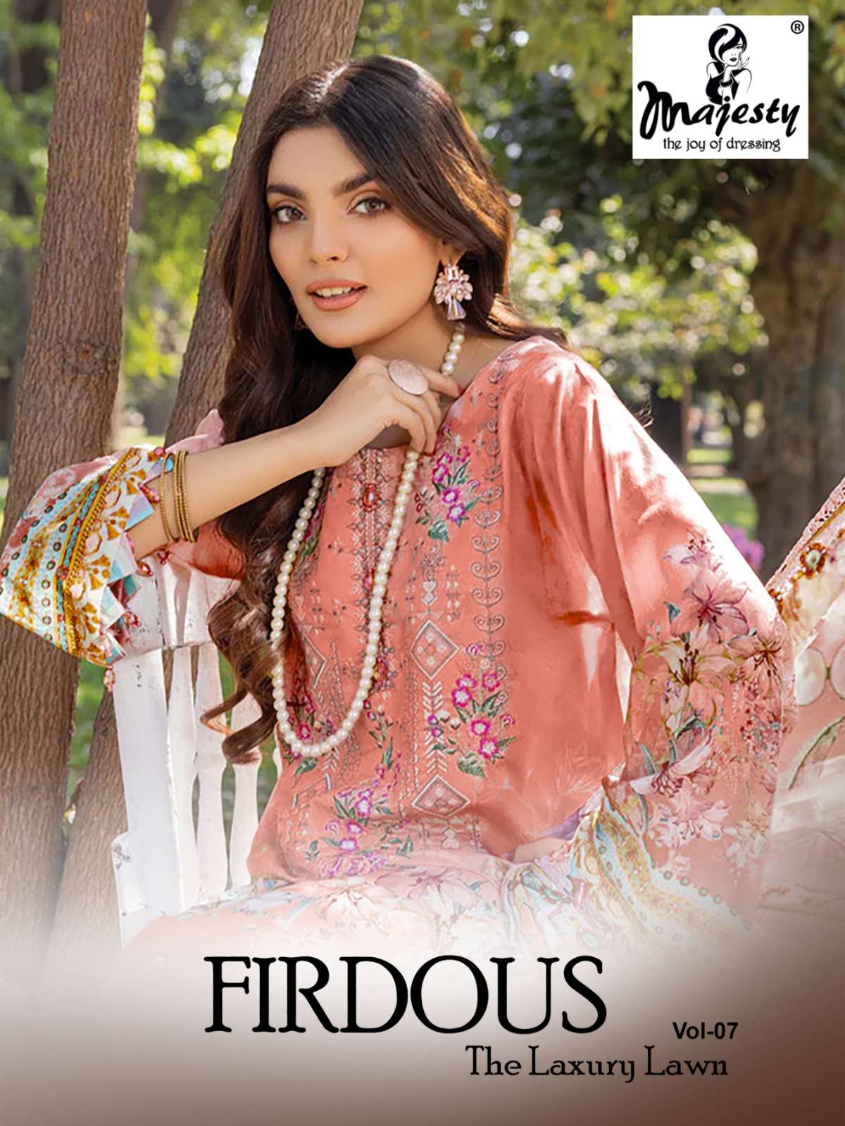 FIRDOUS LAWN VOL-7 BY MAJESTY 1001 TO 1008 SERIES COTTON PAKISTANI DRESSES