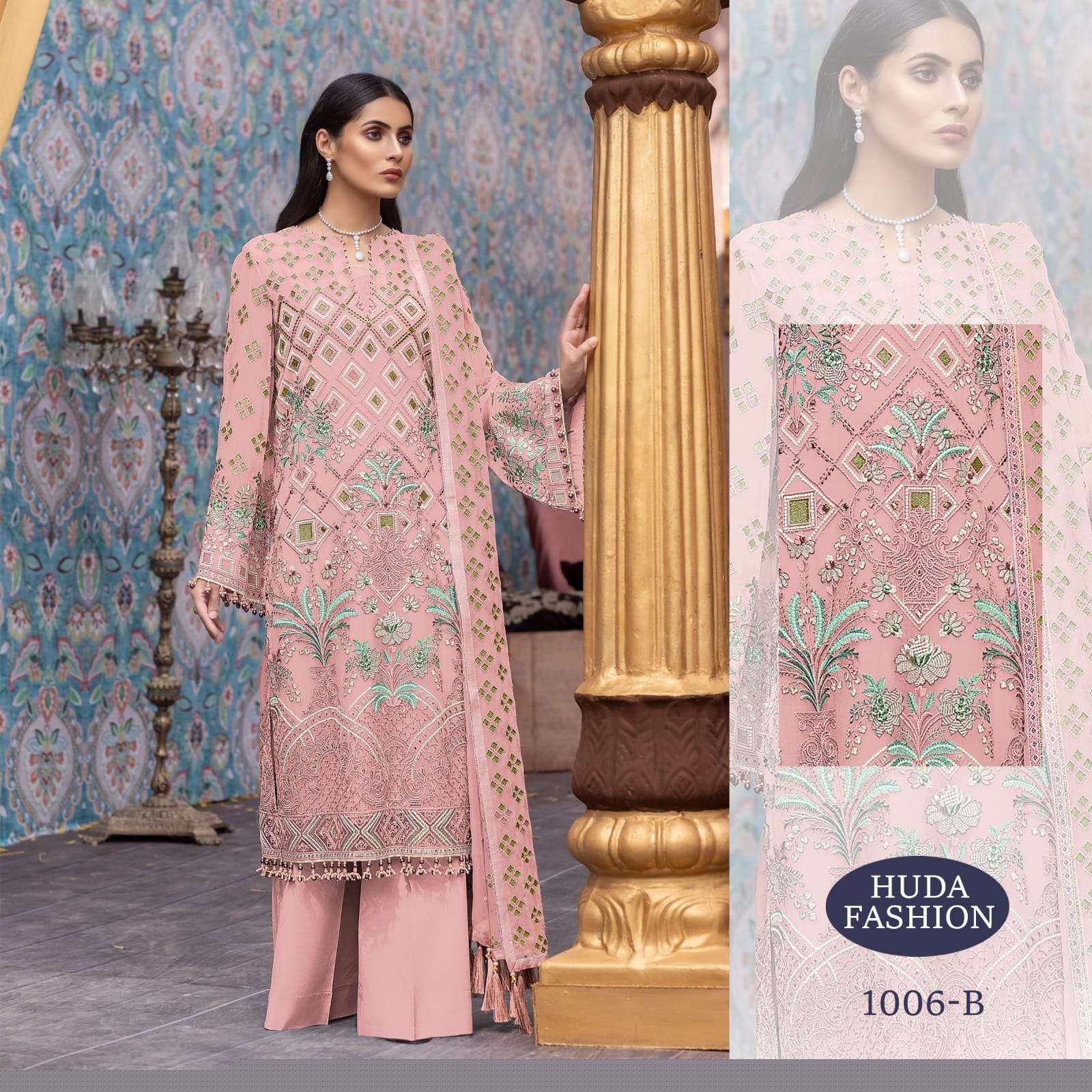 HUDA 1006 NX BY ASLIWHOLESALE HEAVY DESIGNER GEORGETTE DRESSES