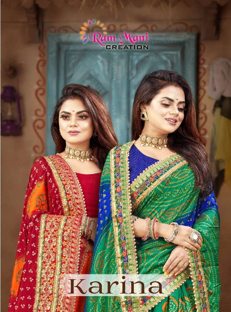 KARINA BY RAM MANI CREATION DESIGNER CHIFFON BANDHANI DESIGNER SAREES