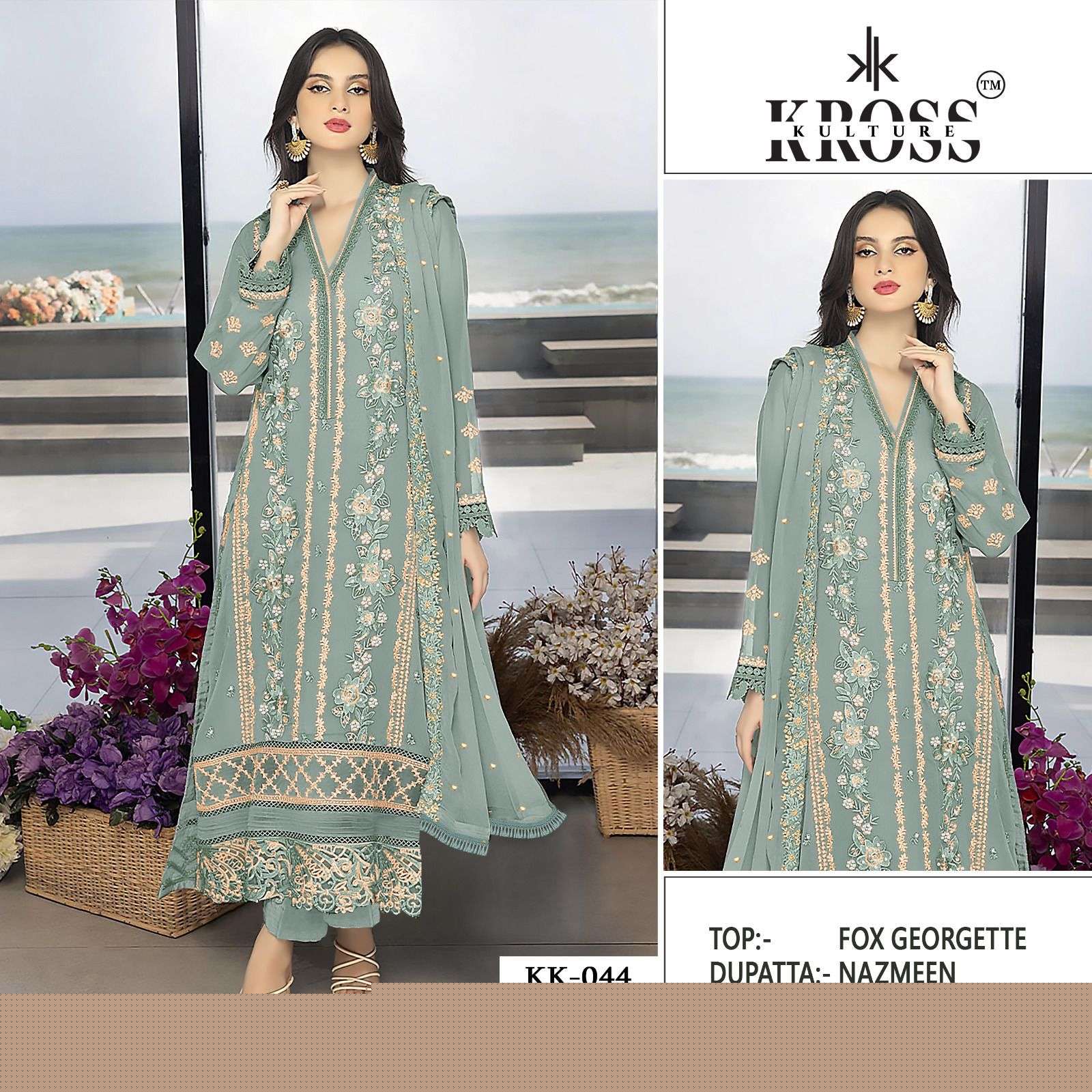 KROSS KULTURE 44 NX BY ASLIWHOLESALE GEORGETTE EMBROIDERY DRESSES