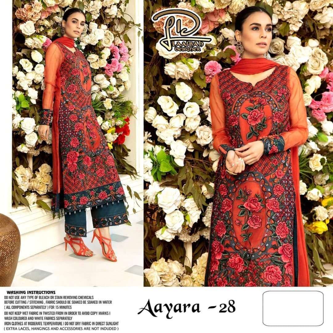 LD AAYRA 28 BY LAAIBAH DESIGNER BUTTERFLY NET PAKISTANI DRESSES