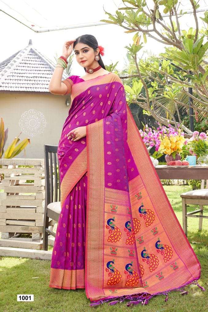 RAVEENA SILK BY BUNAWAT 1001 TO 1006 SERIES SILK WORK SAREES