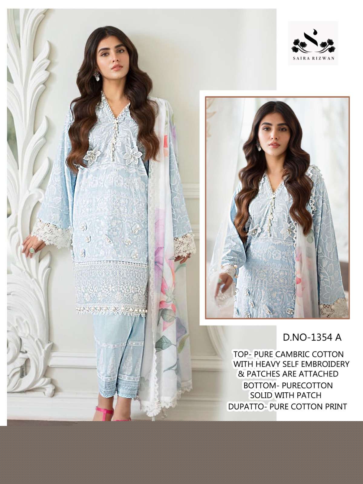 SAIRA RIZWAN 1354 BY ASLIWHOLESALE COTTON EMBROIDERY PAKISTANI DRESSES