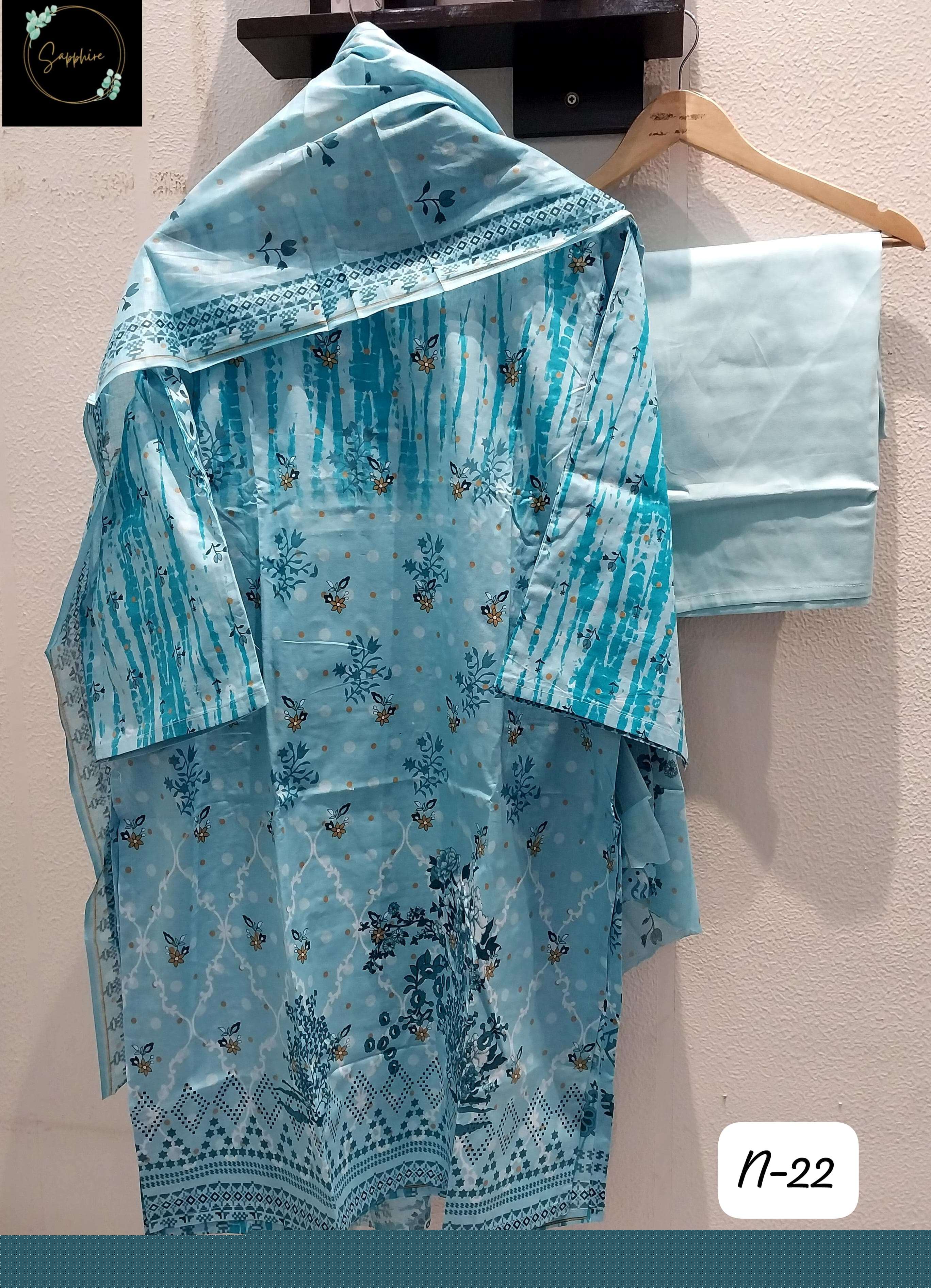 SAPPHIRE AGHA NOORAIN-22 BY ASLIWHOLESALE LAWN COTTON PAKISTANI DRESSES