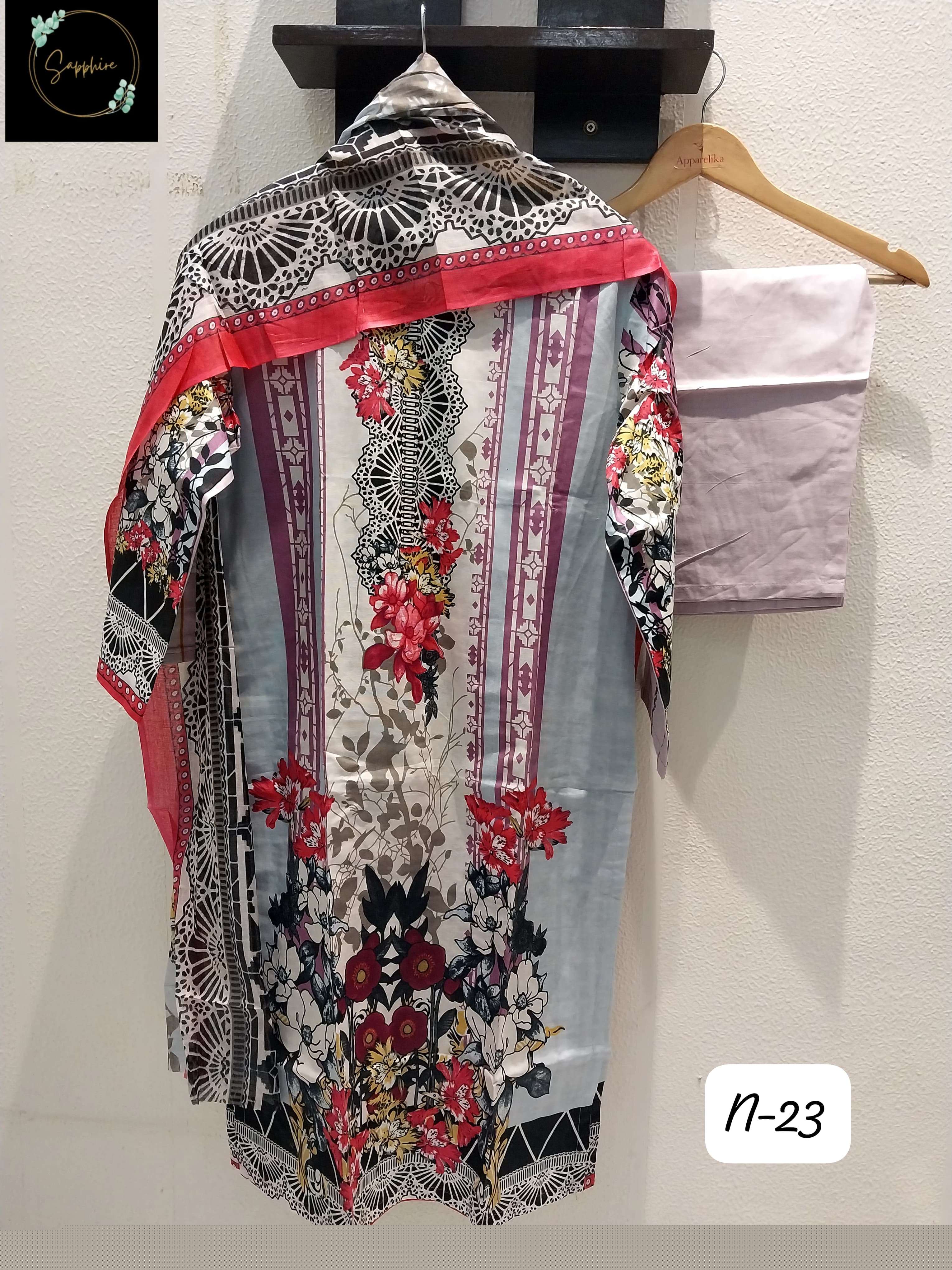 SAPPHIRE AGHA NOORAIN-23 BY ASLIWHOLESALE LAWN COTTON PAKISTANI DRESSES