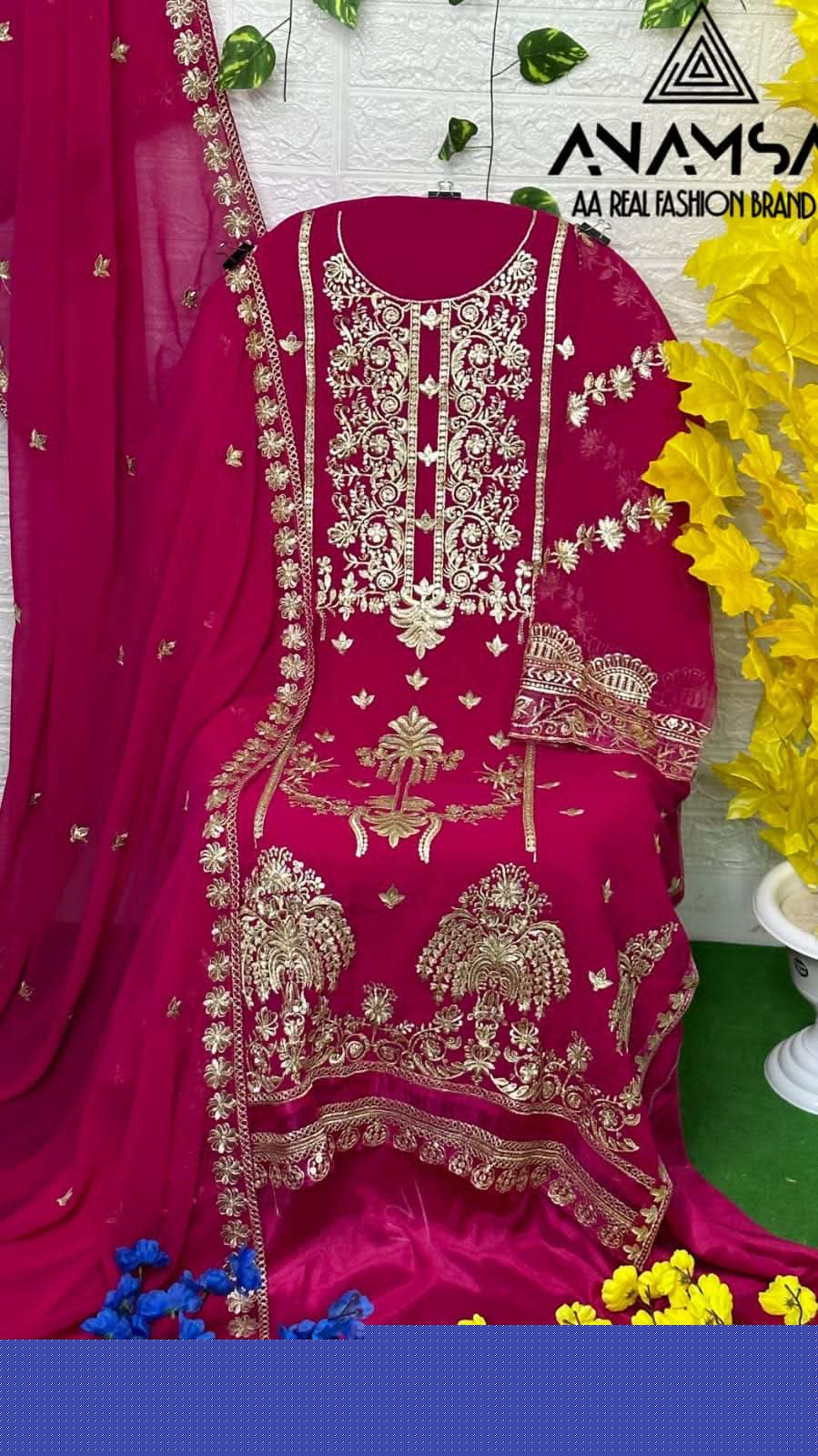 ANAMSA 229 BY ASLIWHOLESALE DESIGNER FAUX GEORGETTE WORK DRESS